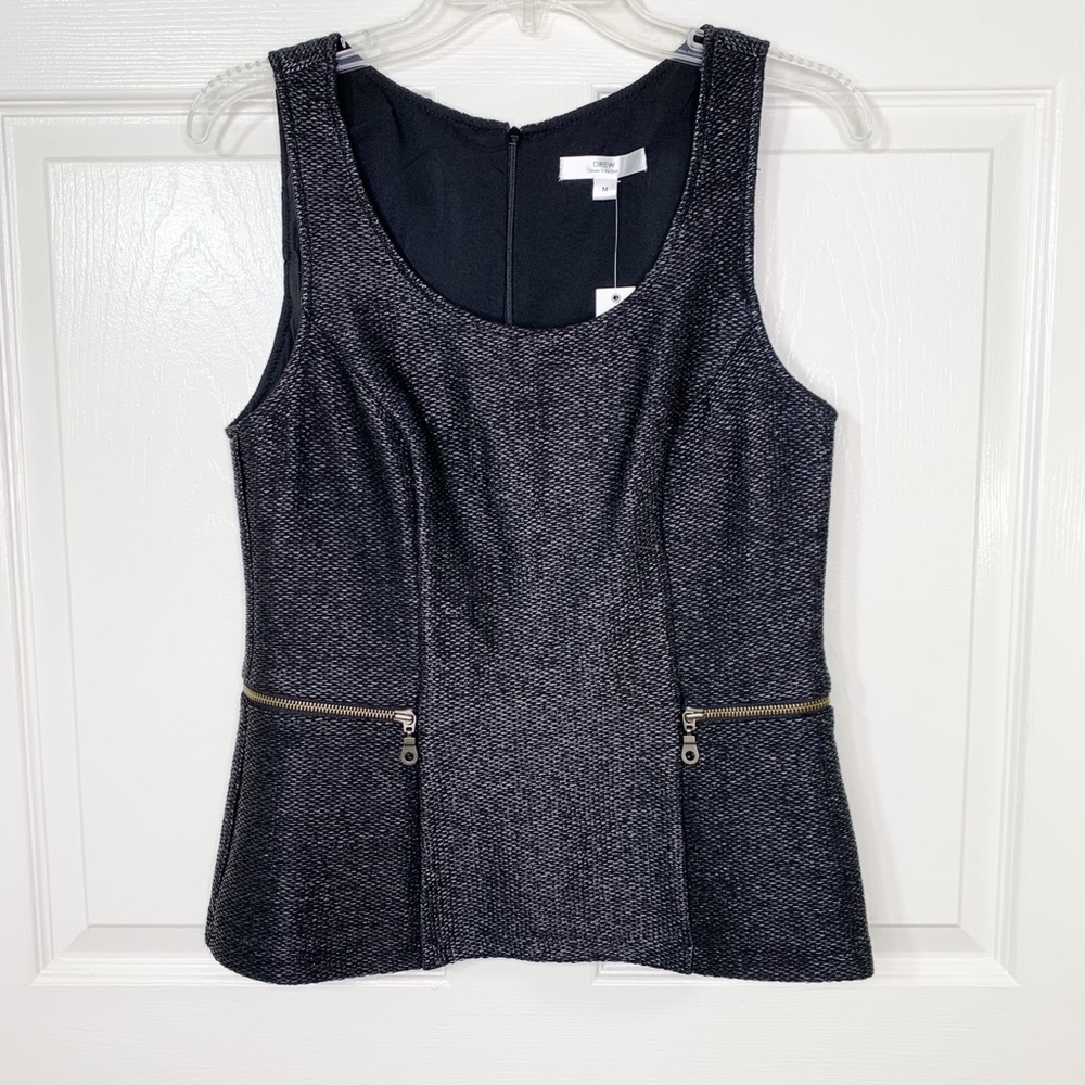 Drew Anthro Black Textured Sleeveless Top